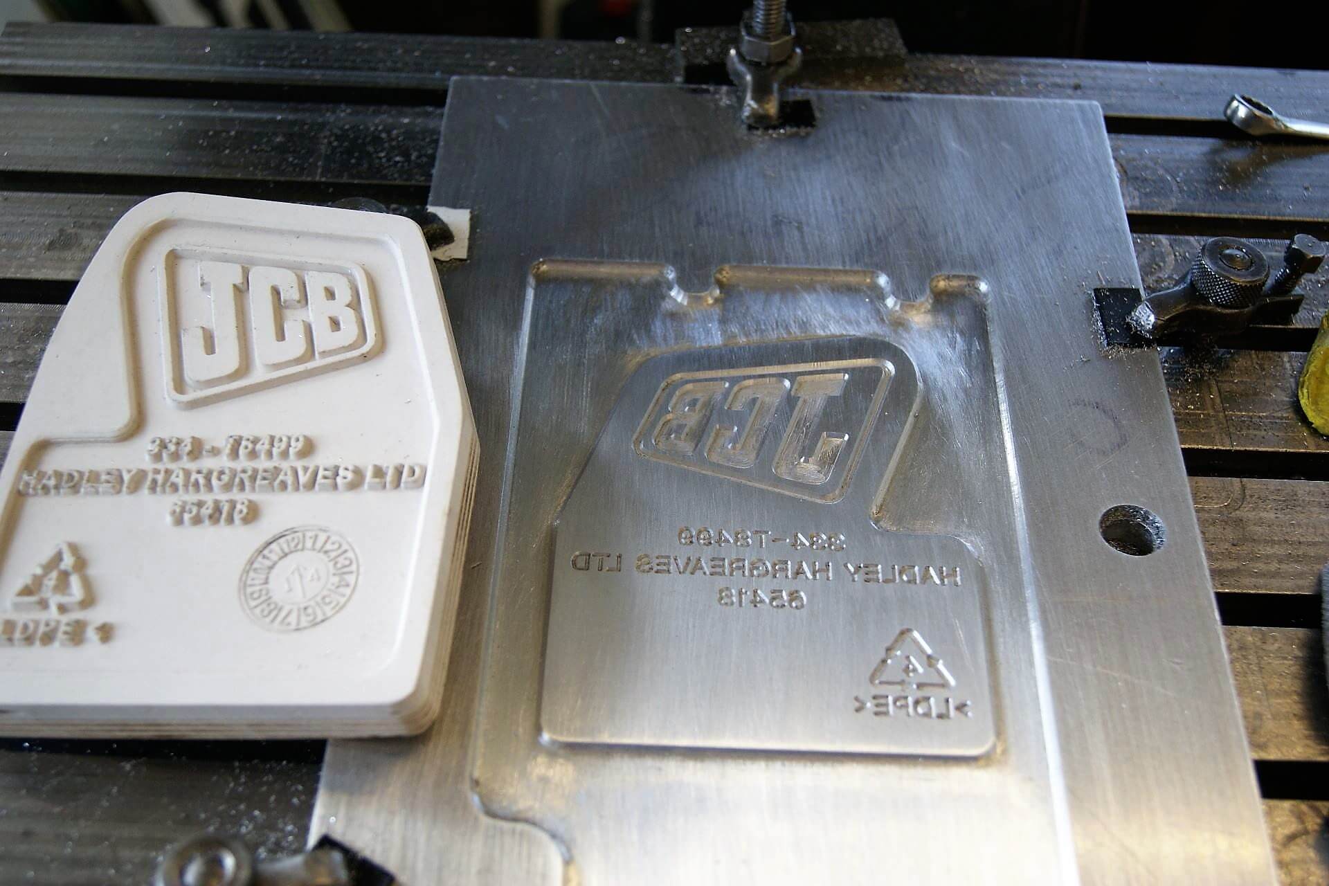 JCB engraved injection moulding tool